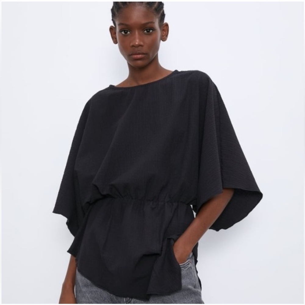 NWOT Zara asymmetrical boho Sleeve Top - Picture 10 of 10
